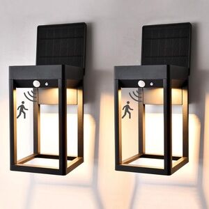 Solar Outdoor Wall Lights Dual Solar Panels, Aluminum 12+ Hours Dusk to Dawn